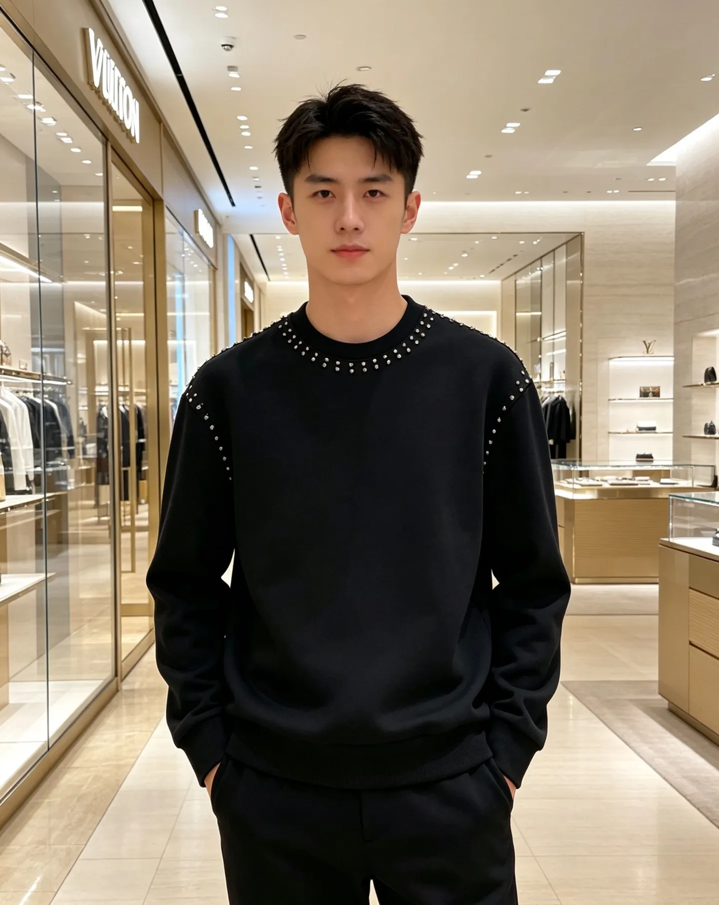 Louis Vuitton/Louis Vuitton Heavy Duty Rivet Crew Neck Sweatshirt